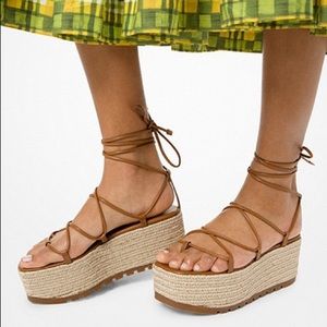Michael Kors Mabal Leather Flatform Sandal Acorn